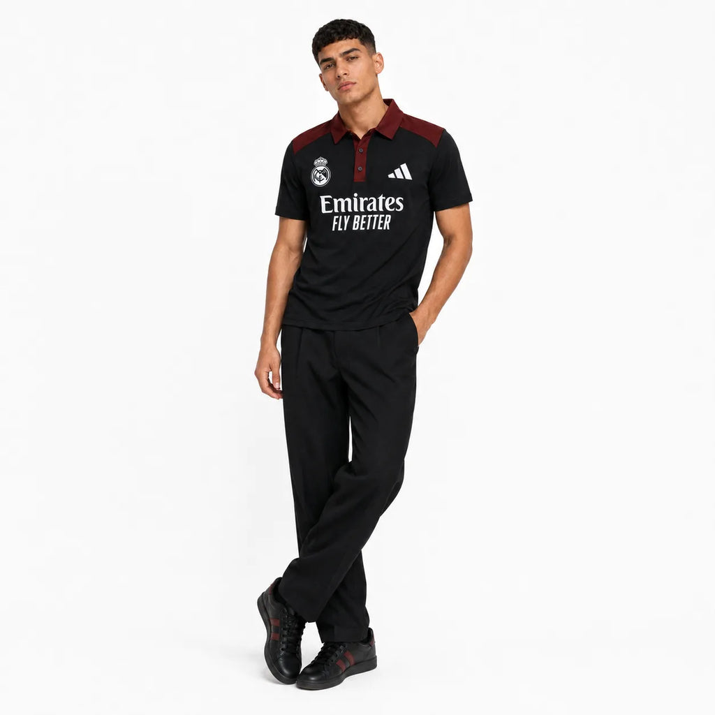 Madrid Legacy Contrast Polo Tee -  Black