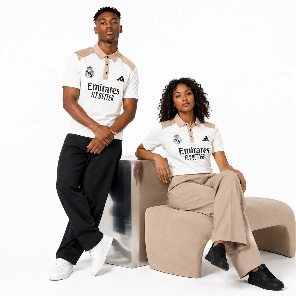 Madrid Legacy Contrast Polo Tee -  Cream