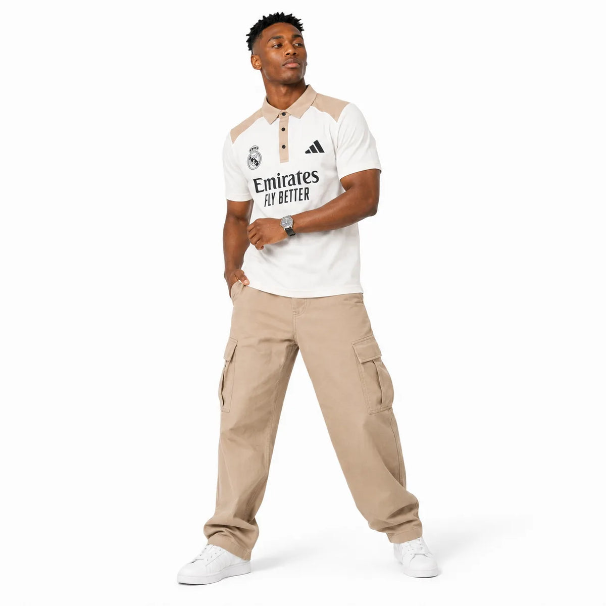 Madrid Legacy Contrast Polo Tee -  Cream