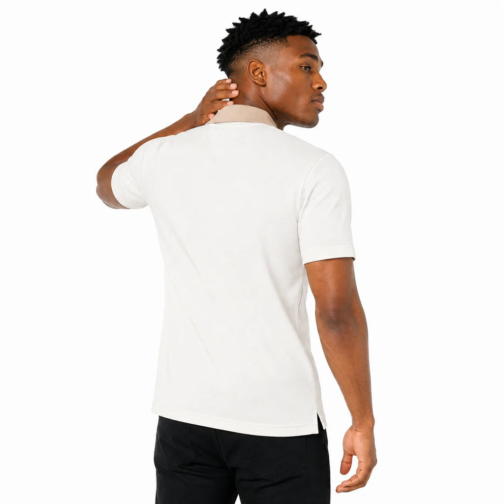 Madrid Legacy Contrast Polo Tee -  Cream