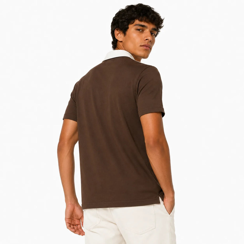 Madrid Legacy Contrast Polo Tee -  Brown