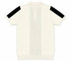 Monaco Ribbed Knit Zip Polo Tee – Cream & Black