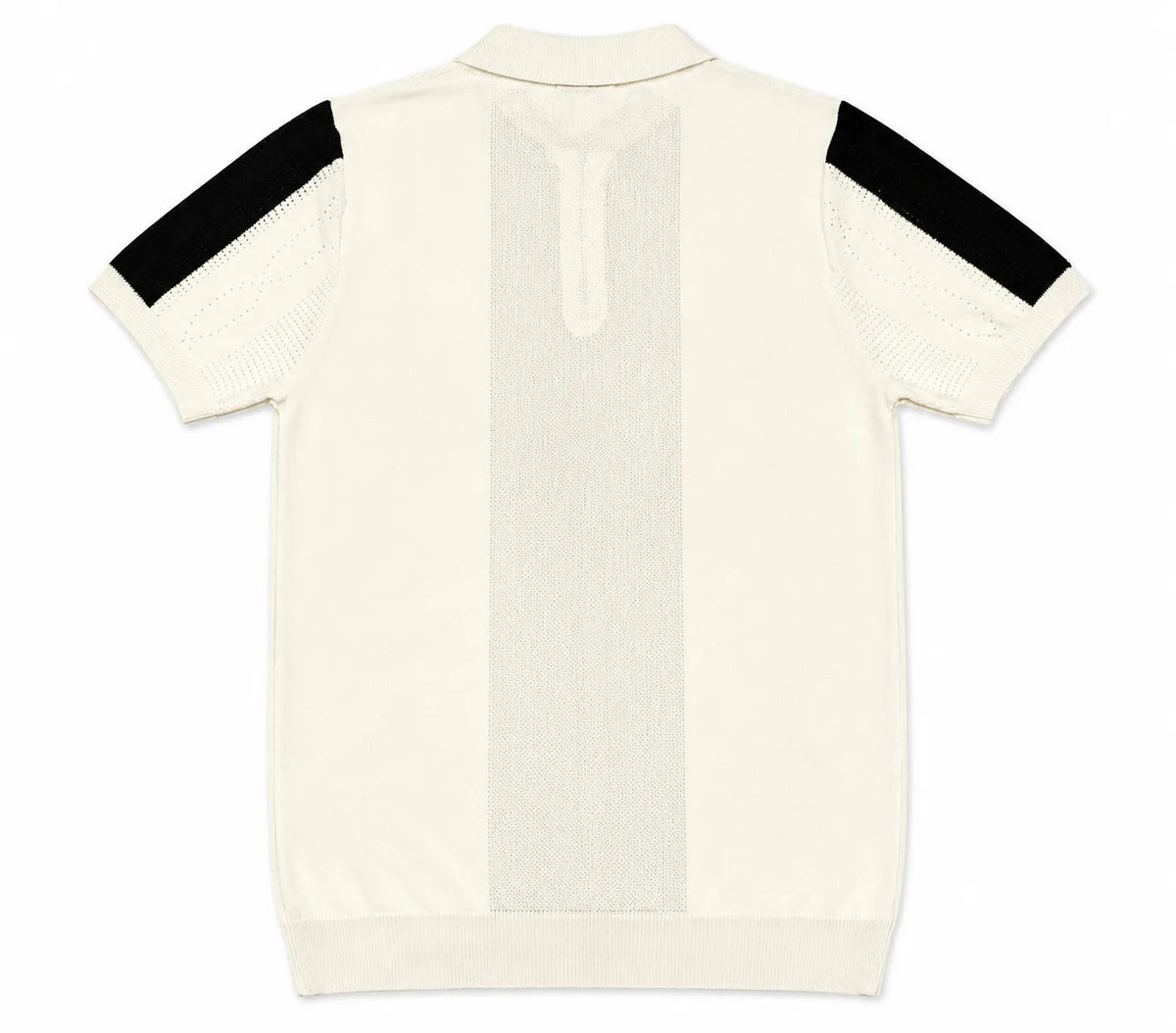 Monaco Ribbed Knit Zip Polo Tee – Cream & Black