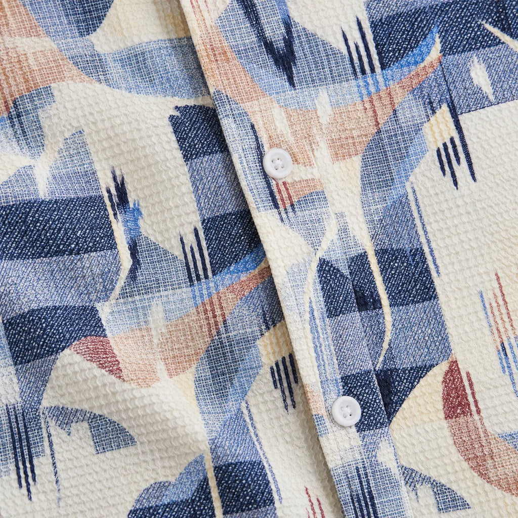 Coastal Canvas Abstract Cuban Shirt Blue | Boxy fit