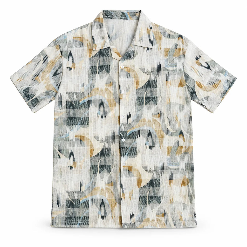 Coastal Canvas Abstract Cuban Shirt Brown | Boxy fit