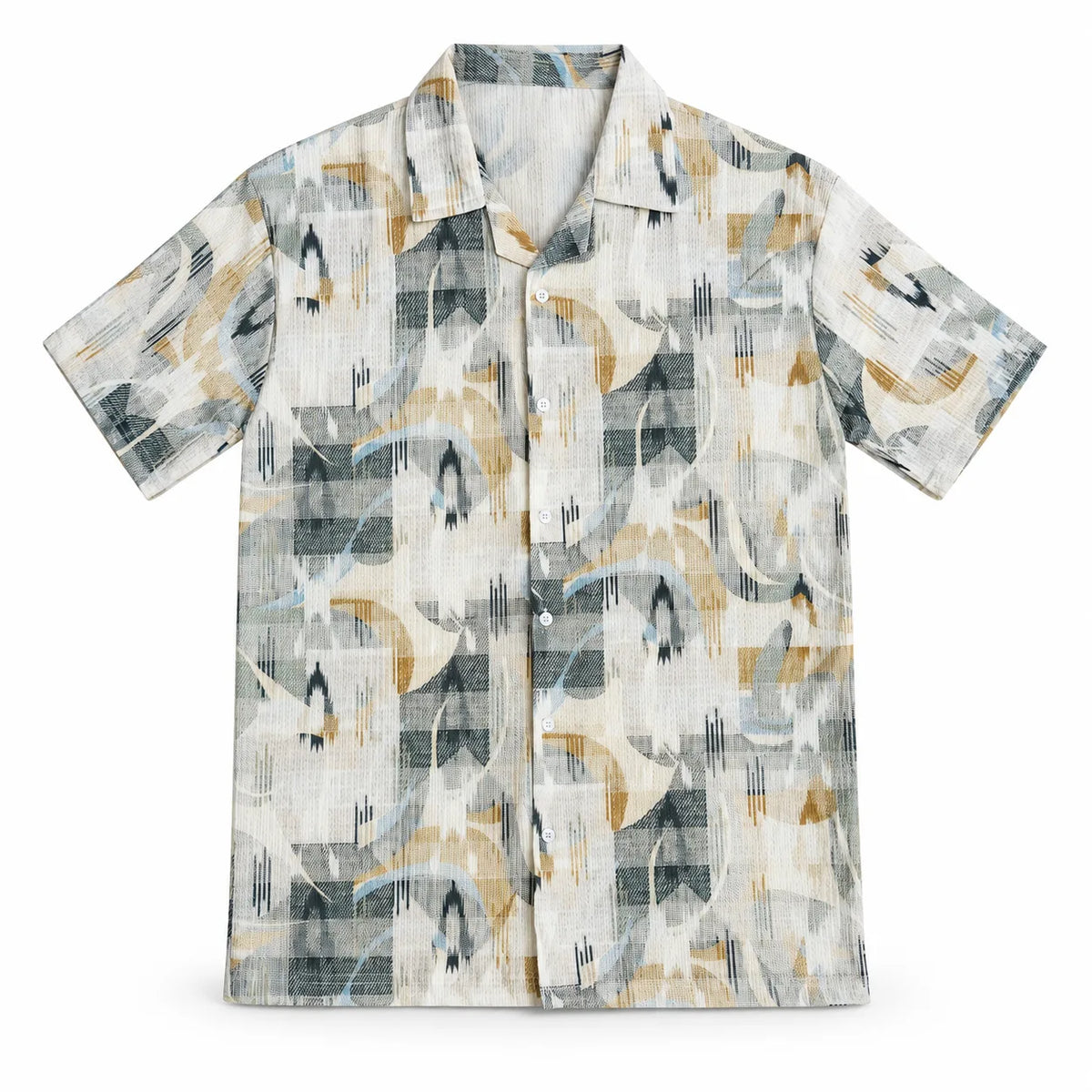 Coastal Canvas Abstract Cuban Shirt Brown | Boxy fit