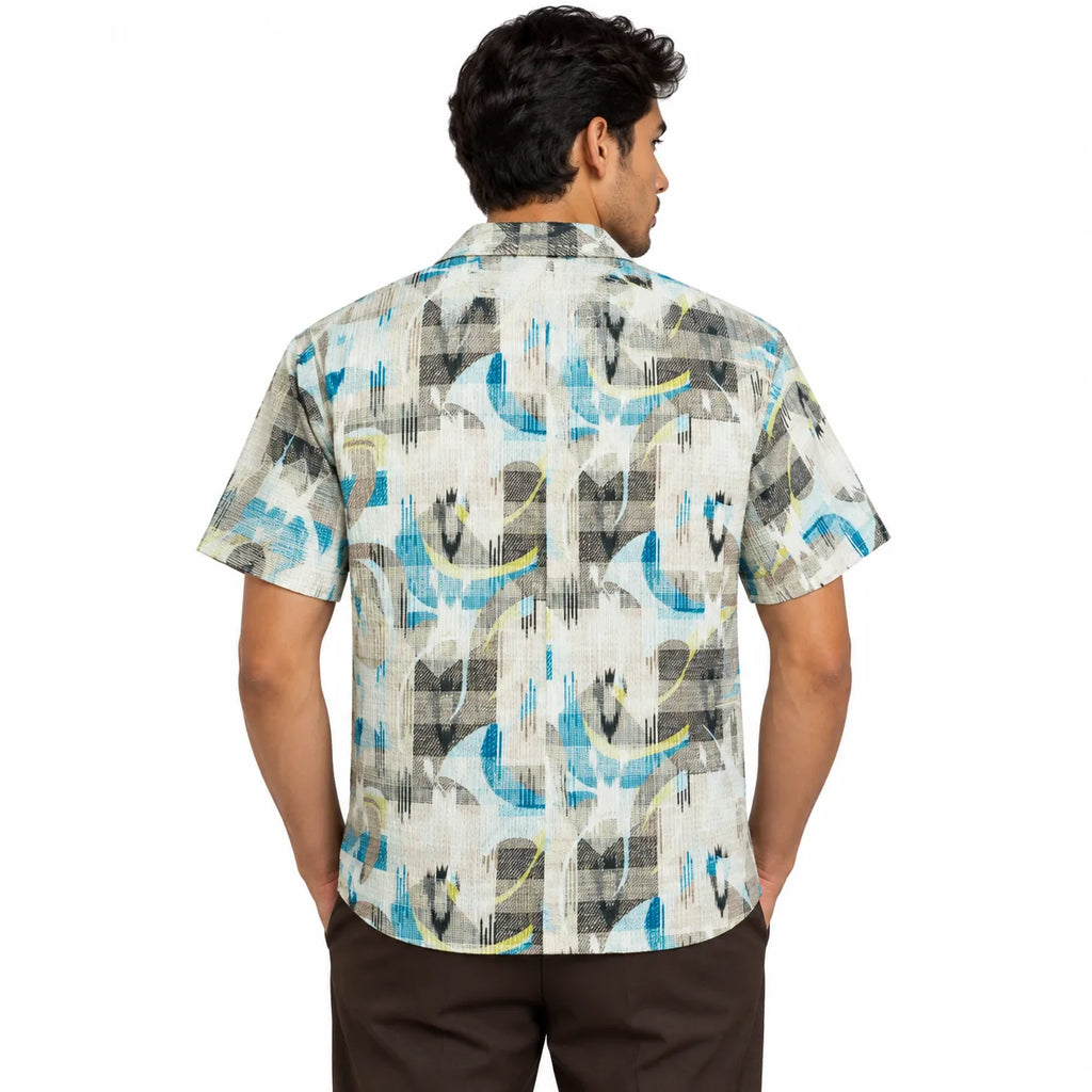 Coastal Canvas Abstract Cuban Shirt Green | Boxy fit