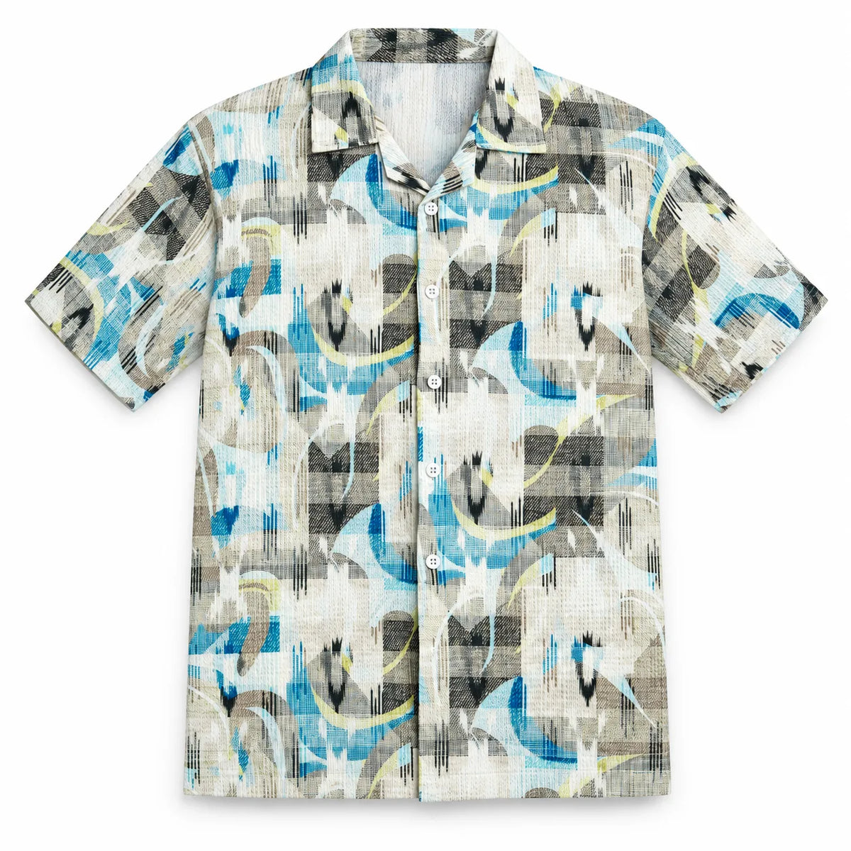 Coastal Canvas Abstract Cuban Shirt Green | Boxy fit