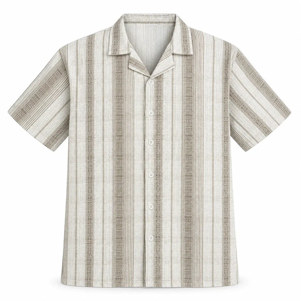 Sandstone Beige Heritage Cuban Shirt | Boxy Fit