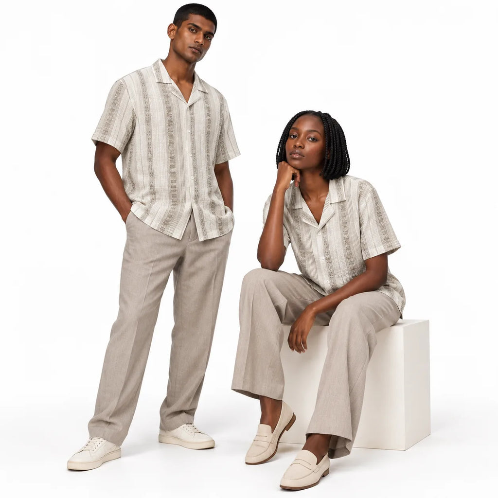 Sandstone Beige Heritage Cuban Shirt | Boxy Fit