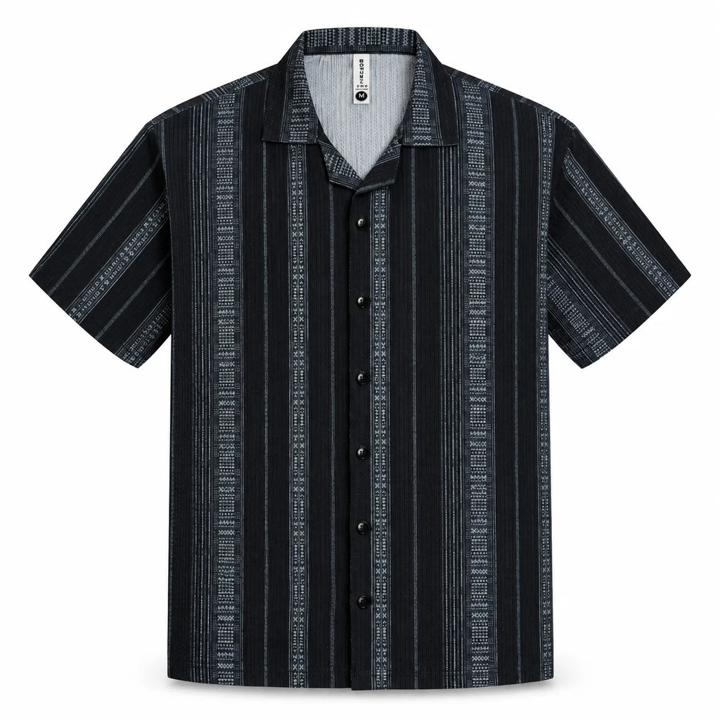 Sandstone Black Heritage Cuban Shirt | Boxy Fit