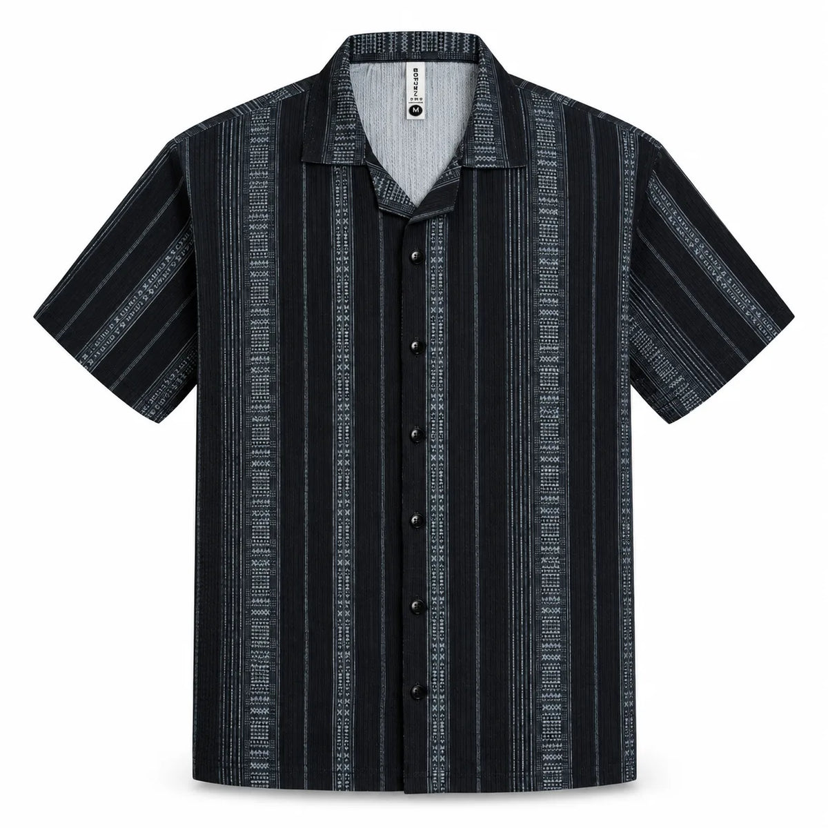 Sandstone Black Heritage Cuban Shirt | Boxy Fit