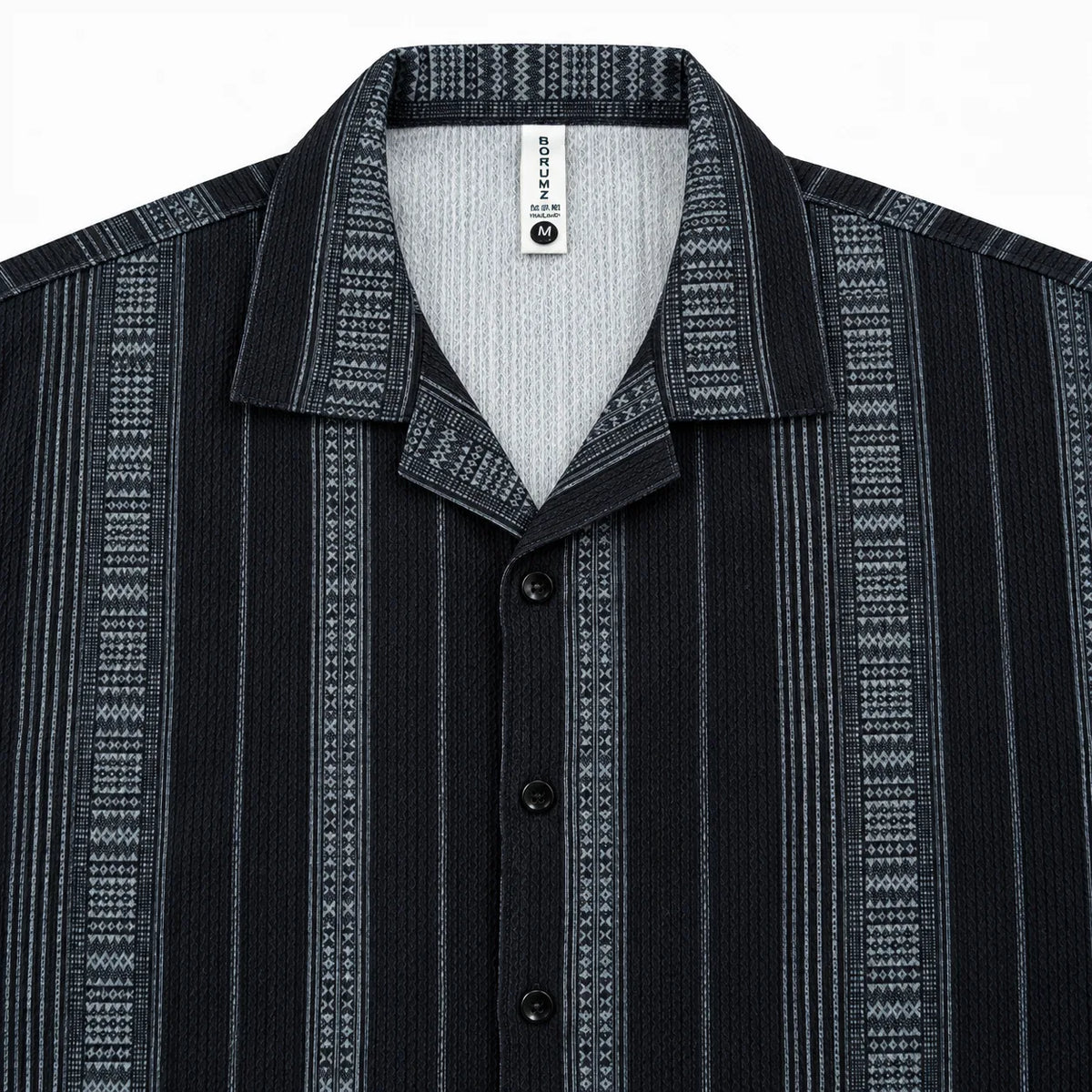 Sandstone Black Heritage Cuban Shirt | Boxy Fit