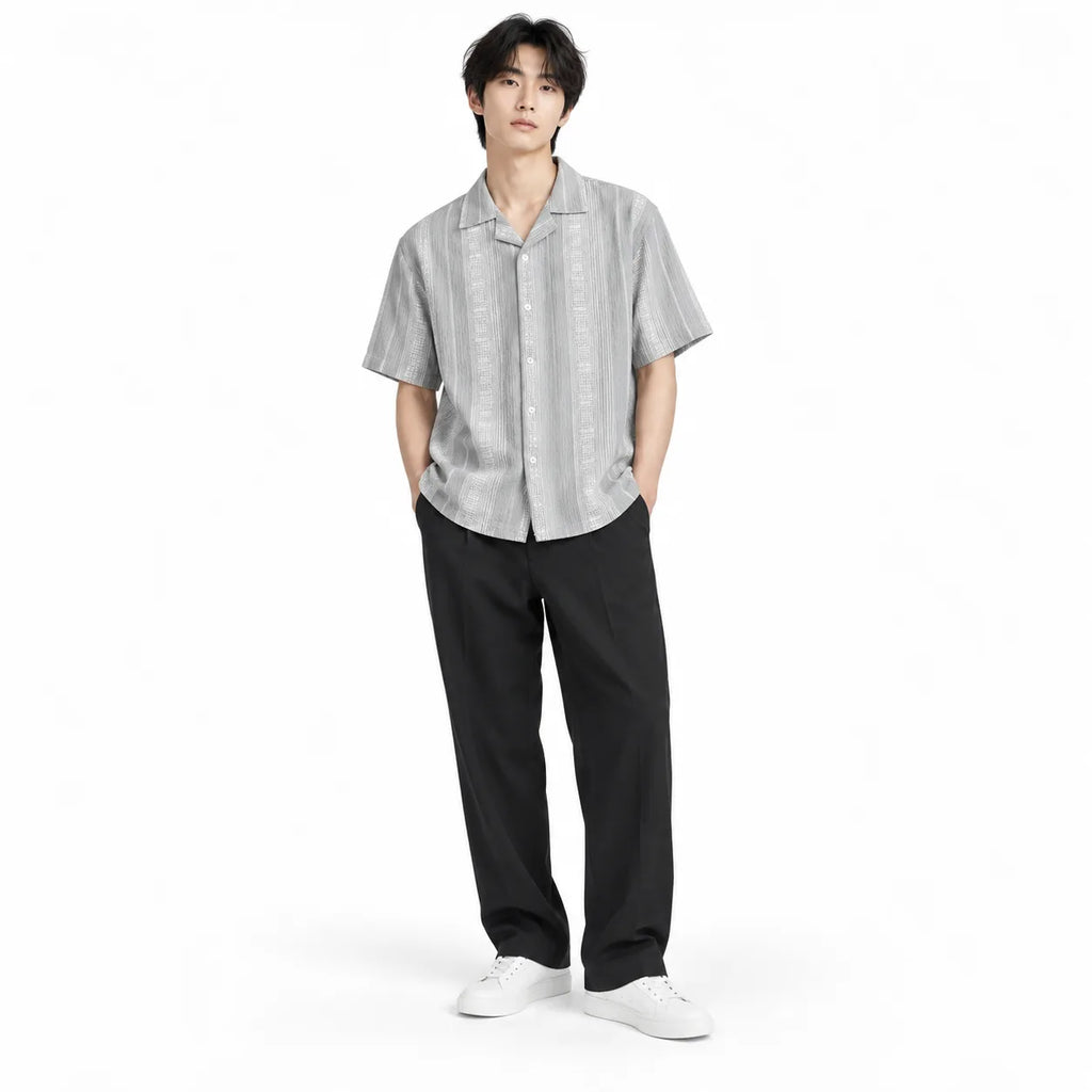 Sandstone Grey Heritage Cuban Shirt | Boxy Fit