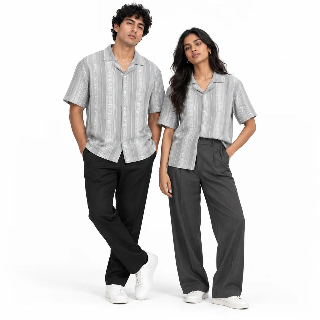 Sandstone Grey Heritage Cuban Shirt | Boxy Fit