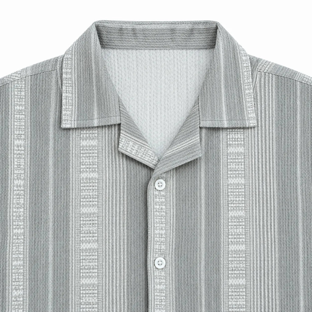 Sandstone Grey Heritage Cuban Shirt | Boxy Fit