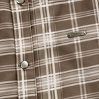 Urban Taupe Windowpane Brown Check Shirt | Slim Fit