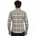 Urban Taupe Windowpane Green Check Shirt | Slim Fit