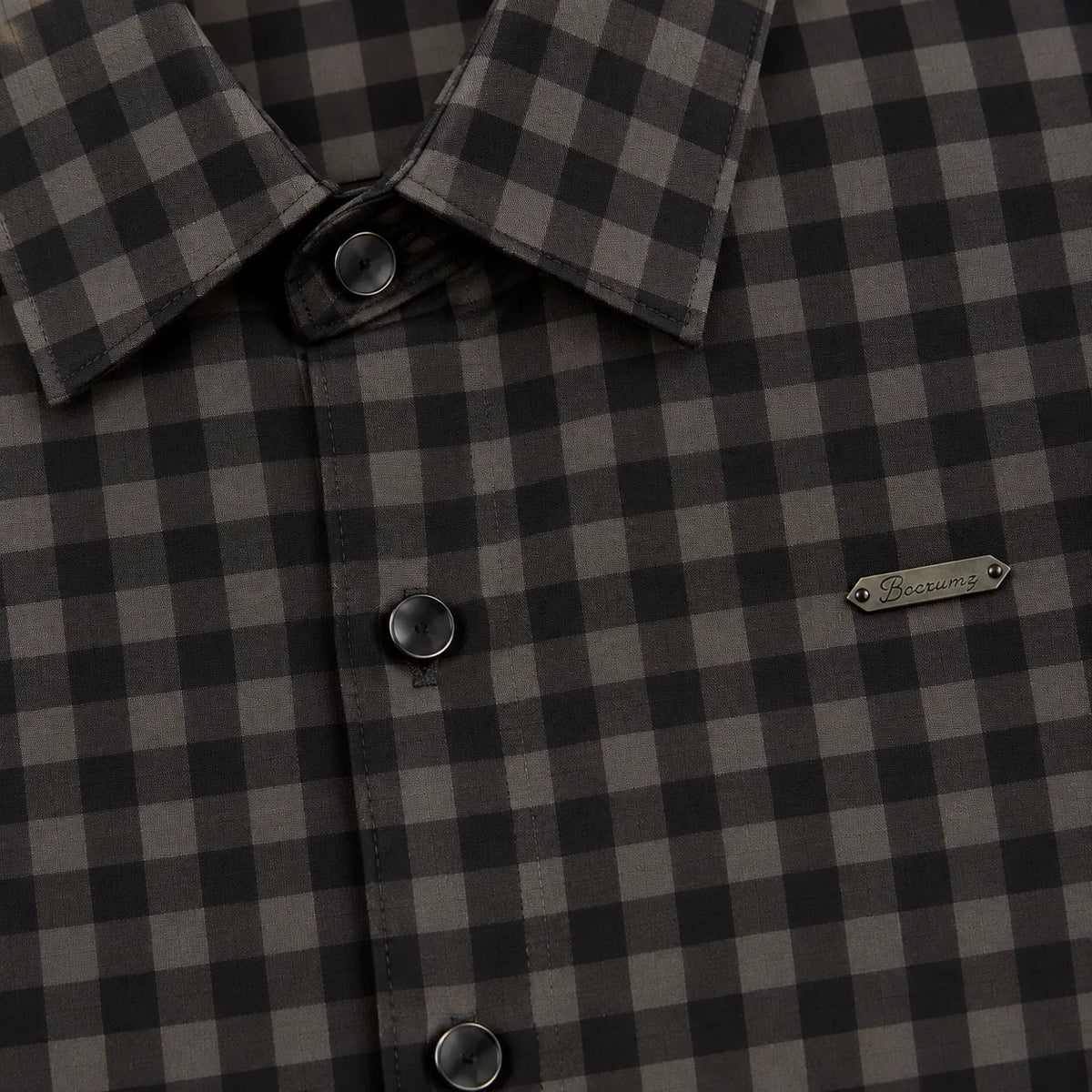 Midnight Charcoal Gingham Checkered Shirt | Slim Fit