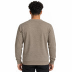 Mocha Brown Textured Split-Neck Full Sleeve tee | Relaxed Fit