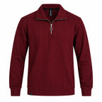 Maroon Jacquard Quarter-Zip Full Sleeve Tee | Relaxed Fit