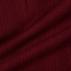 Maroon Jacquard Quarter-Zip Full Sleeve Tee | Relaxed Fit