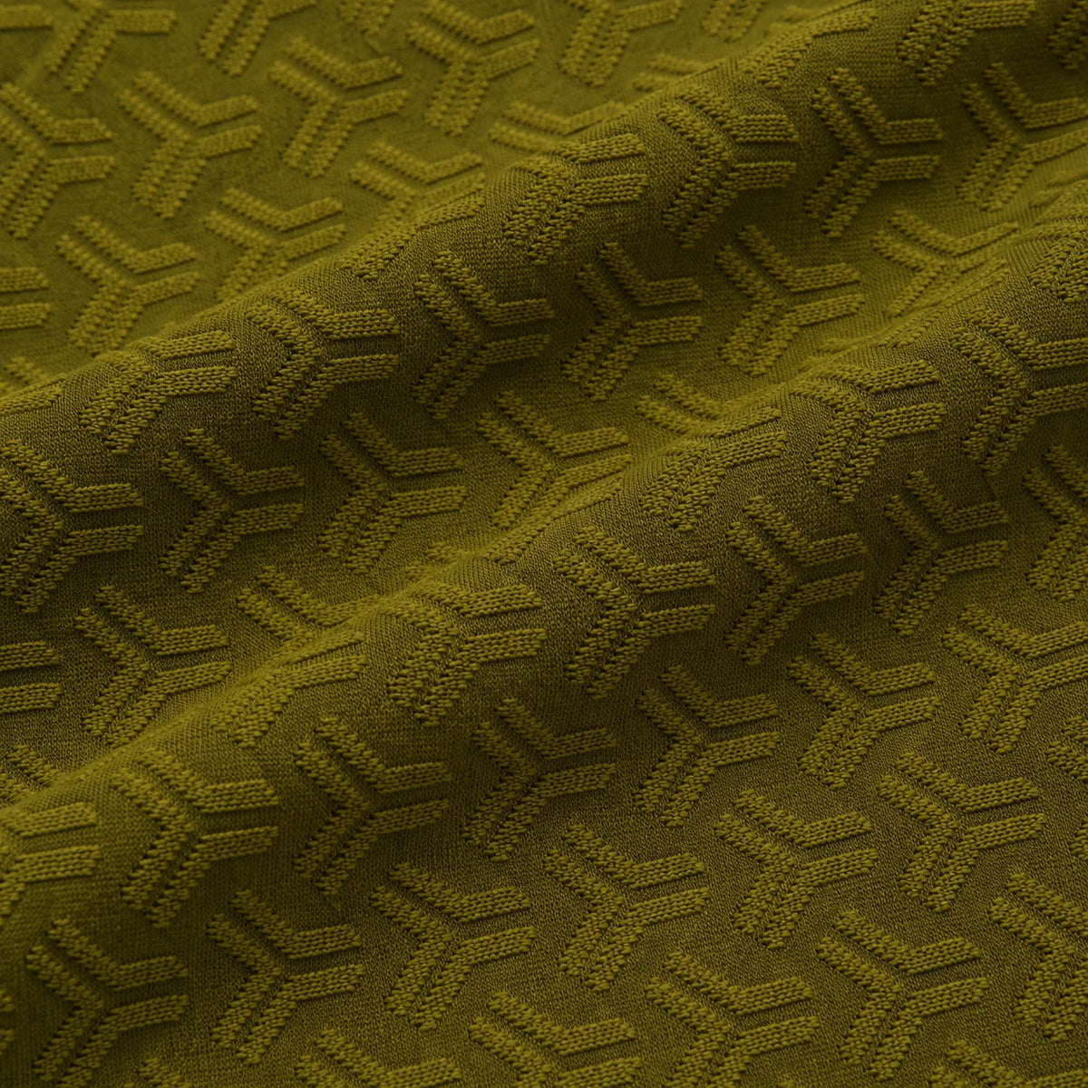 Olive Jacquard Quarter-Zip Full Sleeve Tee | Relaxed Fit