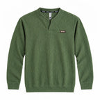 Forest green Textured Split-Neck Full Sleeve tee | Relaxed Fit