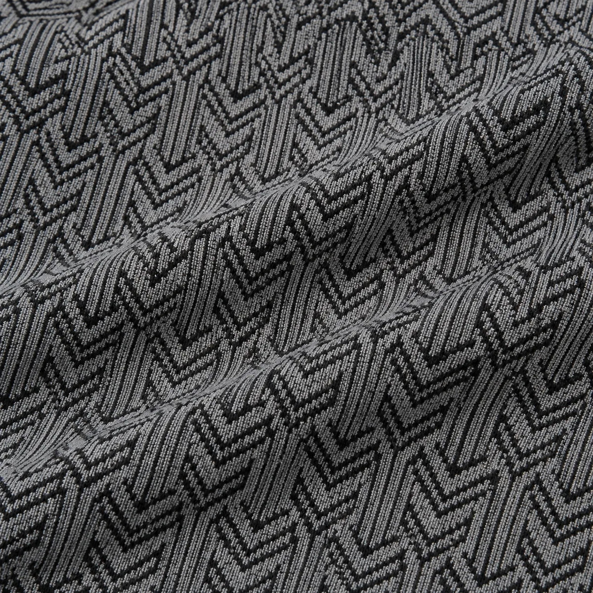 Graphite Grey Geo-Jacquard Full-Sleeve Tee | Relaxed Fit