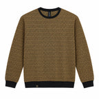 Graphite Brown Geo-Jacquard Full-Sleeve Tee | Relaxed Fit