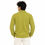 Greening Textured Open-Collar Full-Sleeve Polo Tee | Relaxed Fit