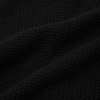 Black Textured Open-Collar Full-Sleeve Polo Tee | Relaxed Fit (Copy)