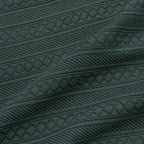 Forest Green Jacquard Open-Collar Full-Sleeve Polo Tee | Relaxed Fit