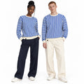Blue & Cream Stripe Full-Sleeve Tee | Relaxed Fit