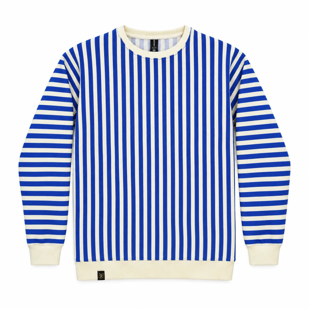 Blue & Cream Stripe Full-Sleeve Tee | Relaxed Fit