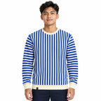 Blue & Cream Stripe Full-Sleeve Tee | Relaxed Fit