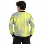 Volt Yellow & Graphite Stripe Full-Sleeve Tee | Relaxed Fit