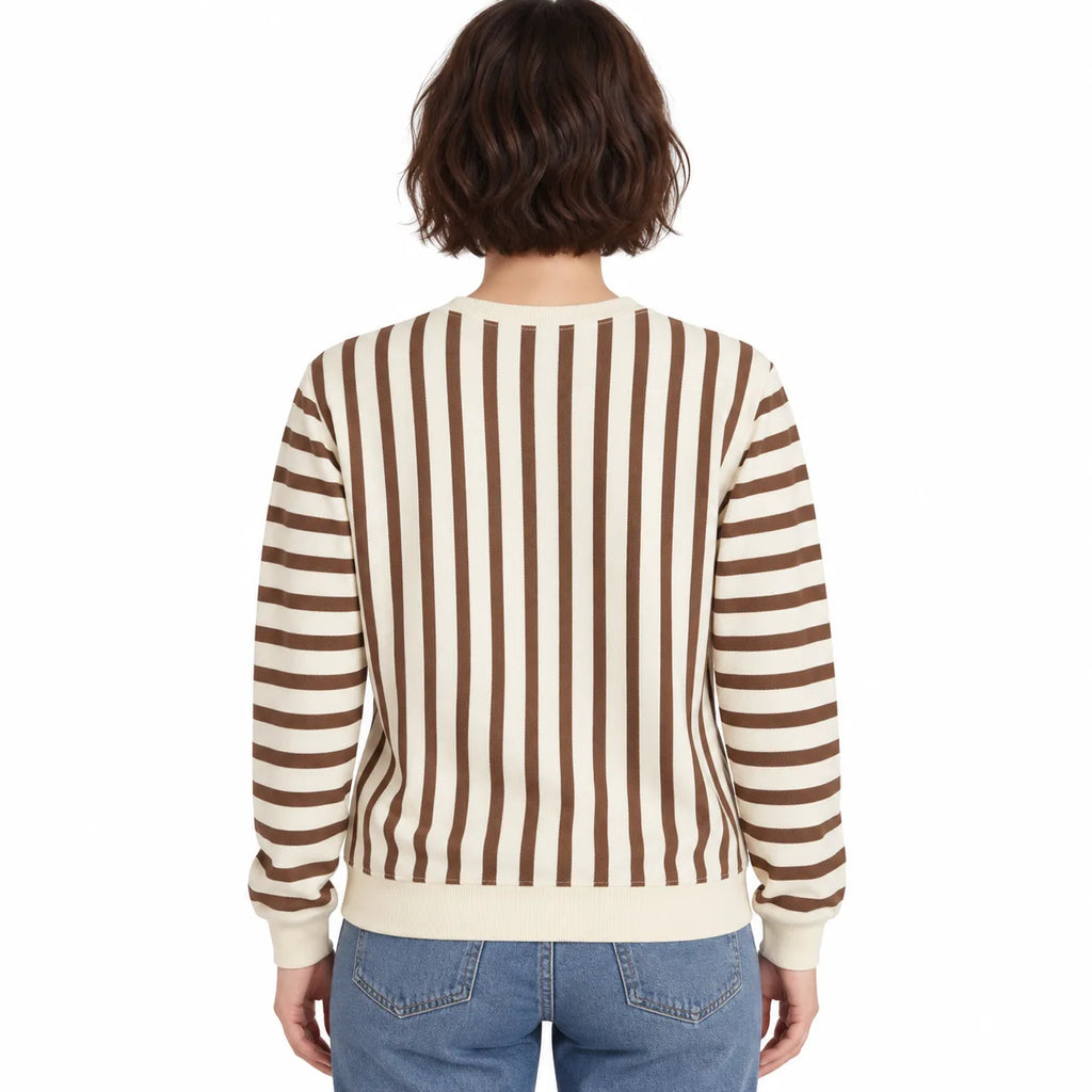 Brown & Cream Stripe Full-Sleeve Tee | Relaxed Fit