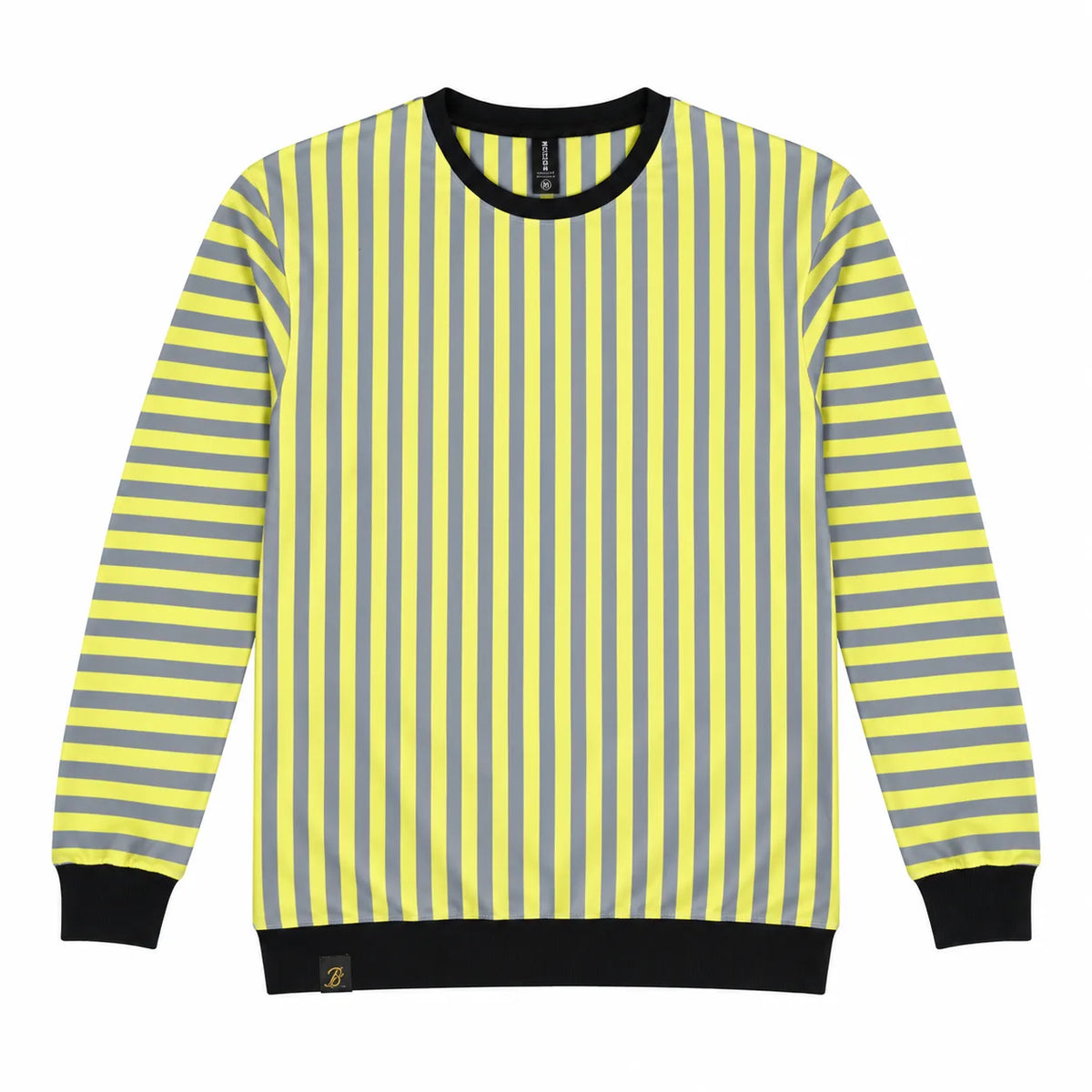 Volt Yellow & Graphite Stripe Full-Sleeve Tee | Relaxed Fit