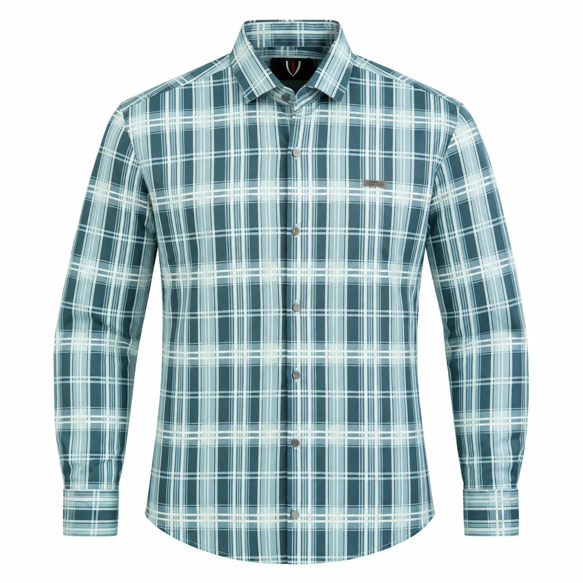 Aqua Teal Heritage Check Full-Sleeve Shirt | Smart Fit