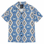 Borumz Crochet-Inspired Geometric Print Cuban Collar Shirt