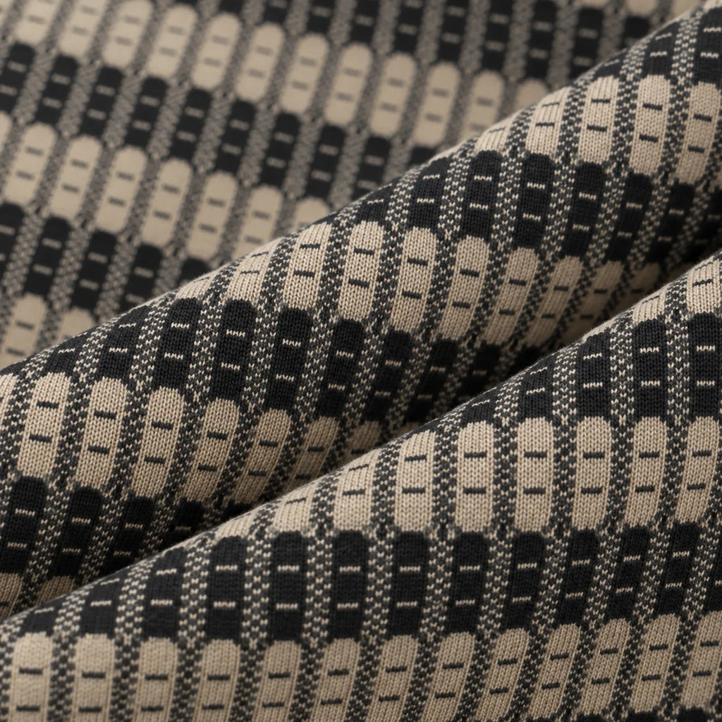 Brown & Black Textured Knit Camp Collar Shirt | Boxy fit