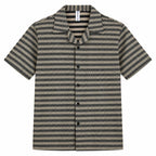 Brown & Black Textured Knit Camp Collar Shirt | Boxy fit