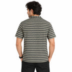 Brown & Black Textured Knit Camp Collar Shirt | Boxy fit