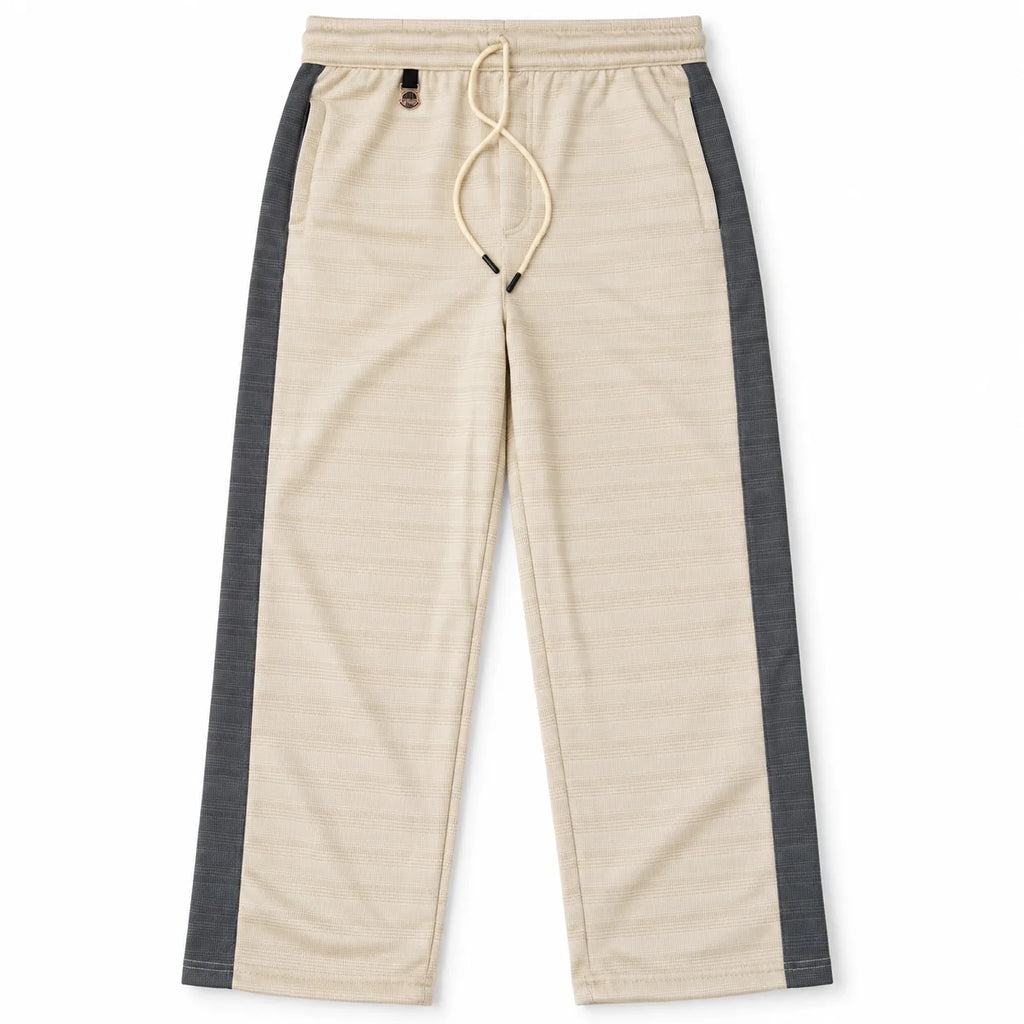 Textured Wide-Leg Track Pant – Cream