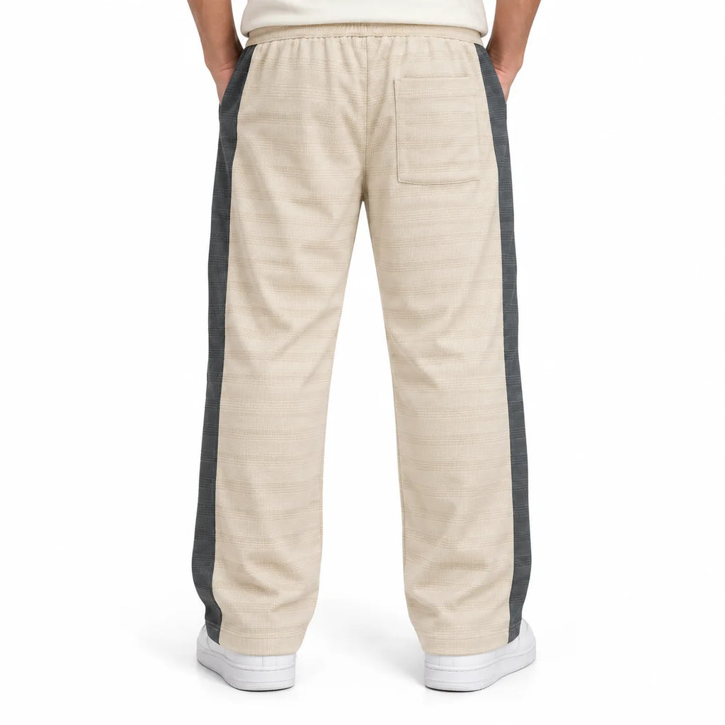 Textured Wide-Leg Track Pant – Cream