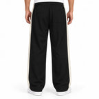 Textured Wide-Leg Track Pant – Black