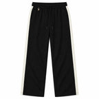 Textured Wide-Leg Track Pant – Black
