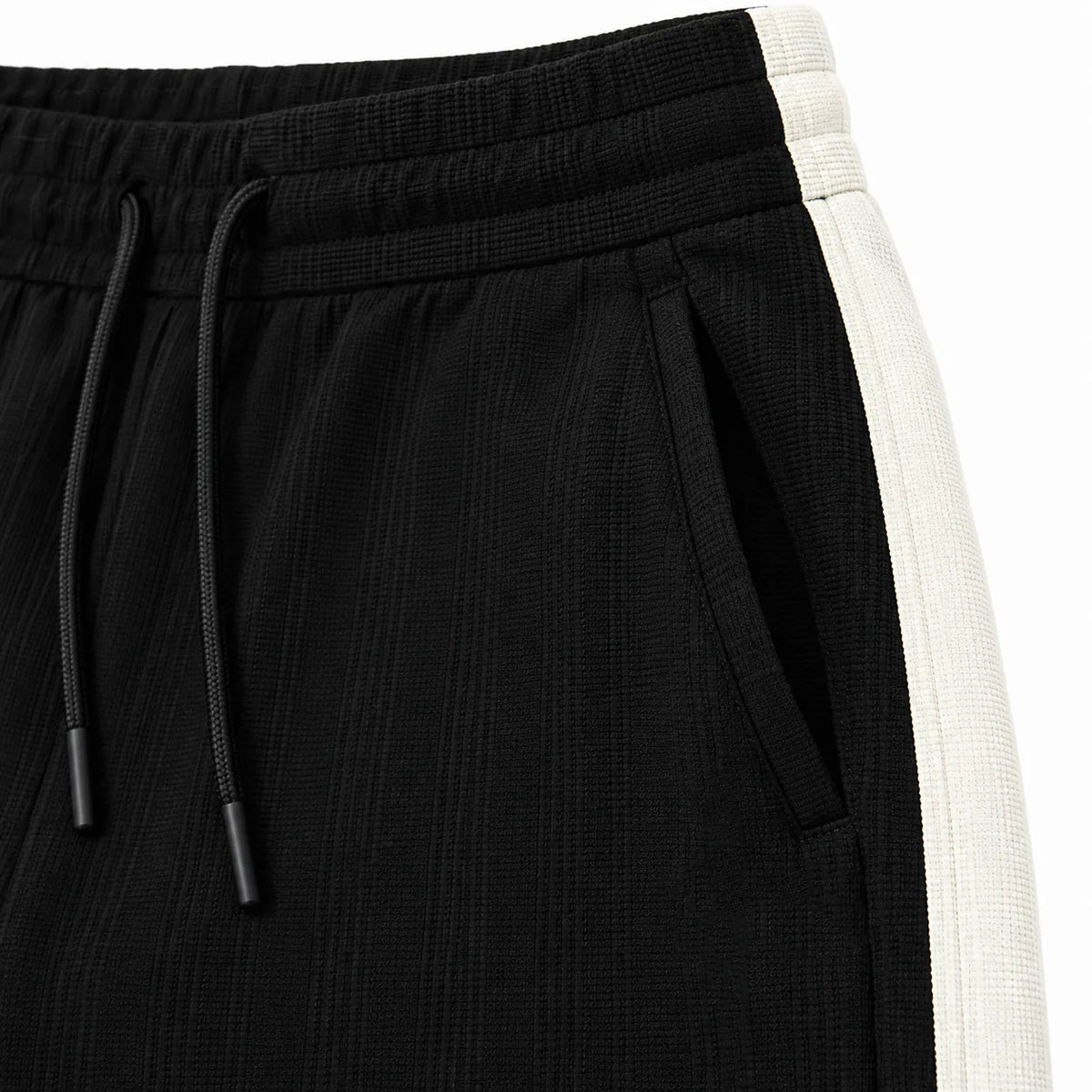Textured Wide-Leg Track Pant – Black