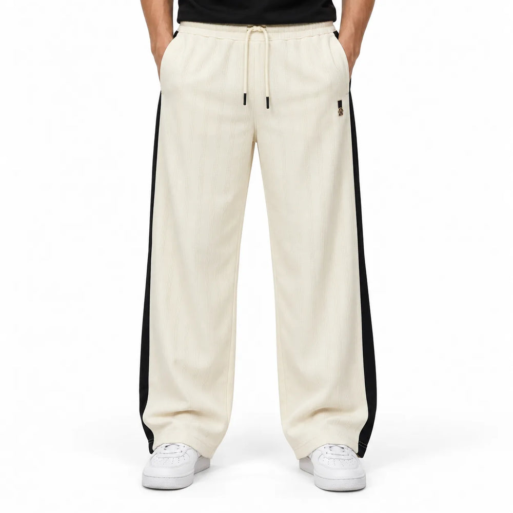 Textured Wide-Leg Track Pantt – Off white